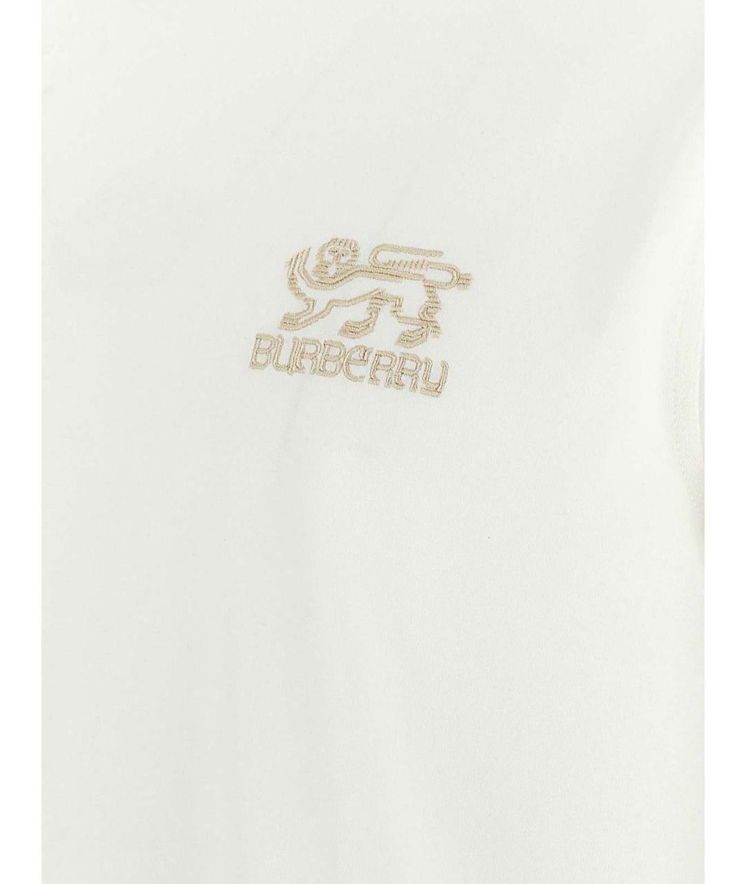BURBERRY Белая хлопковая футболка, фото 4