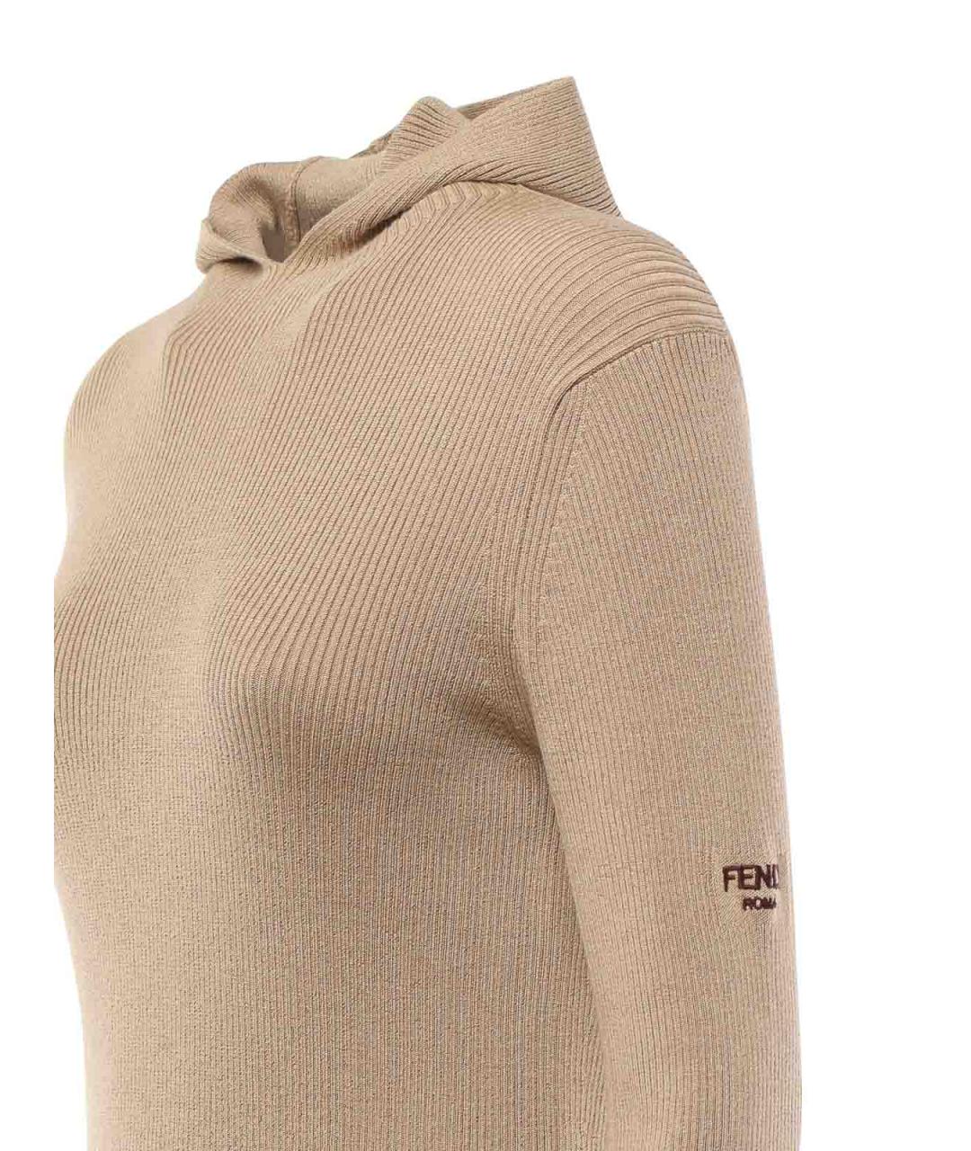 FENDI Бежевое шерстяное повседневное платье, фото 3