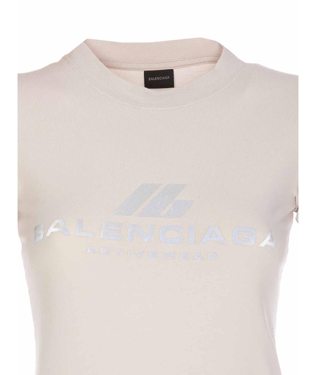 BALENCIAGA Бежевая хлопковая футболка, фото 4