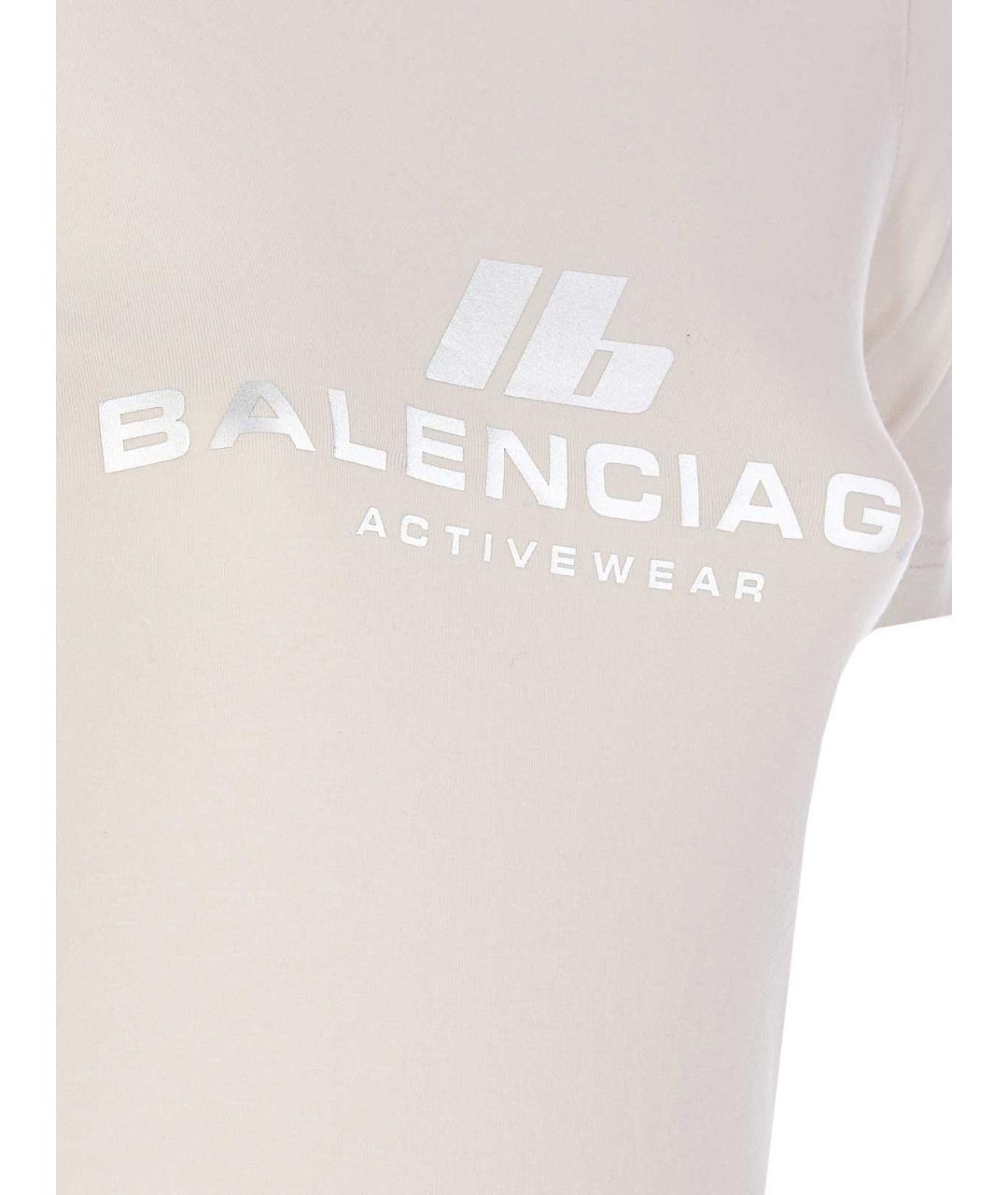 BALENCIAGA Бежевая хлопковая футболка, фото 3