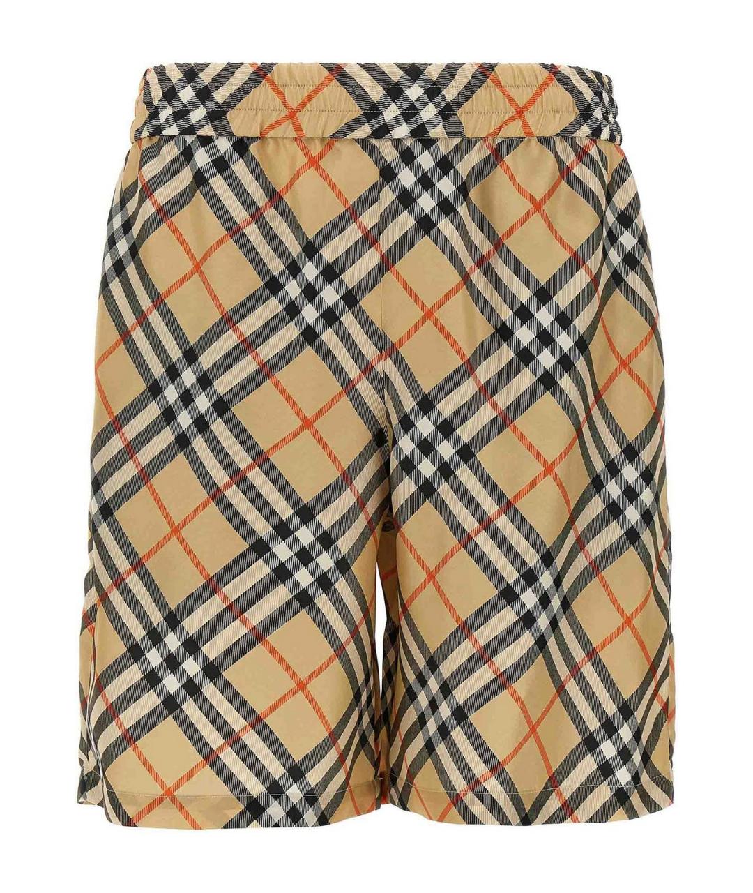 BURBERRY Бежевые шелковые шорты, фото 1