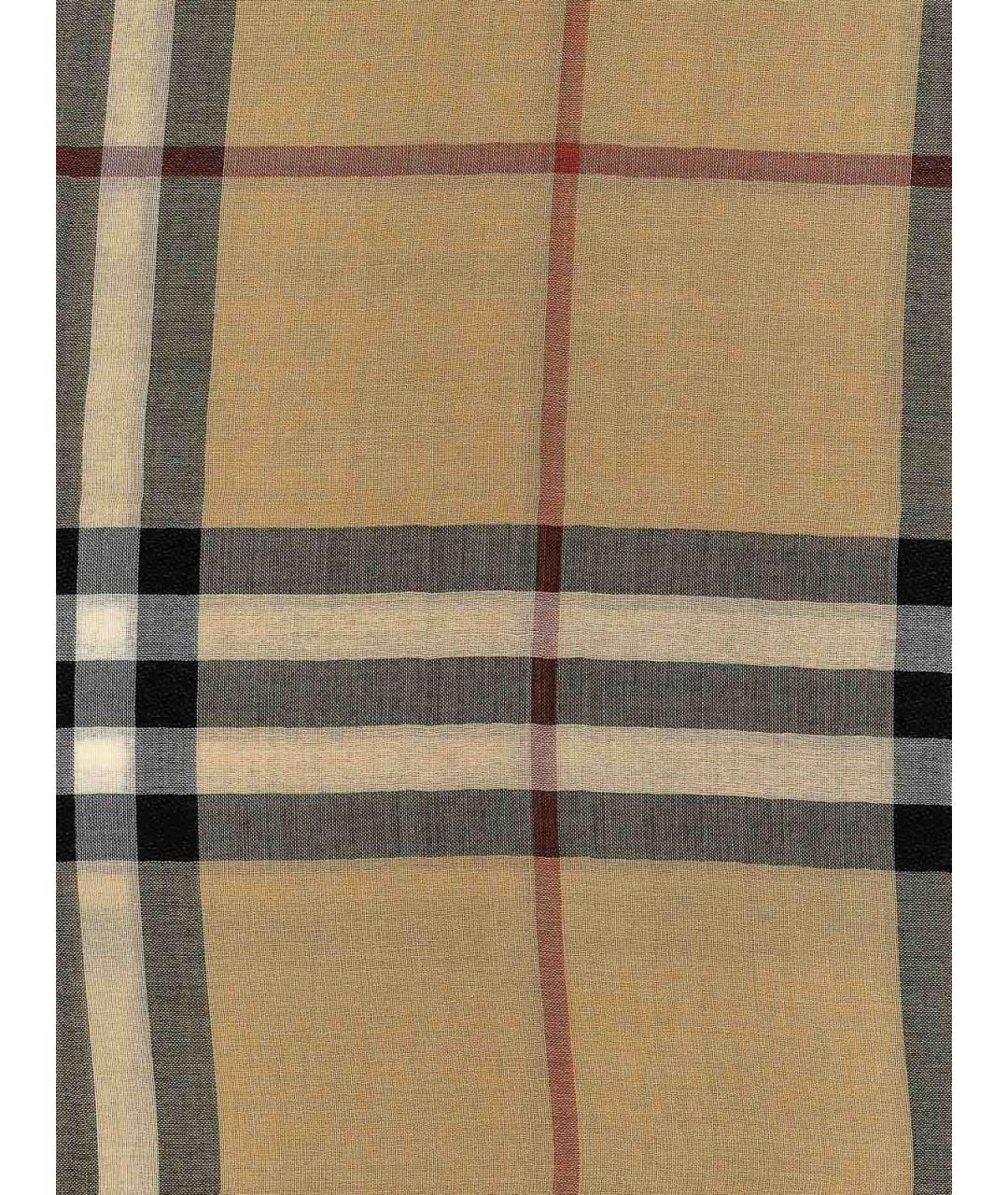 BURBERRY Бежевый шерстяной шарф, фото 3