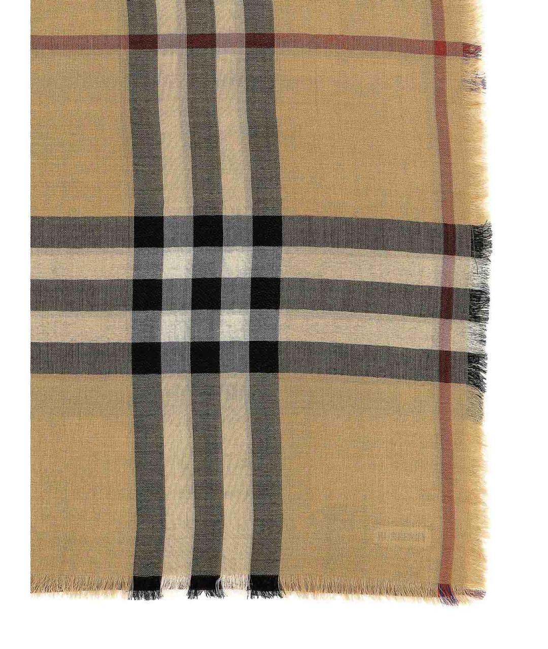 BURBERRY Бежевый шерстяной шарф, фото 2