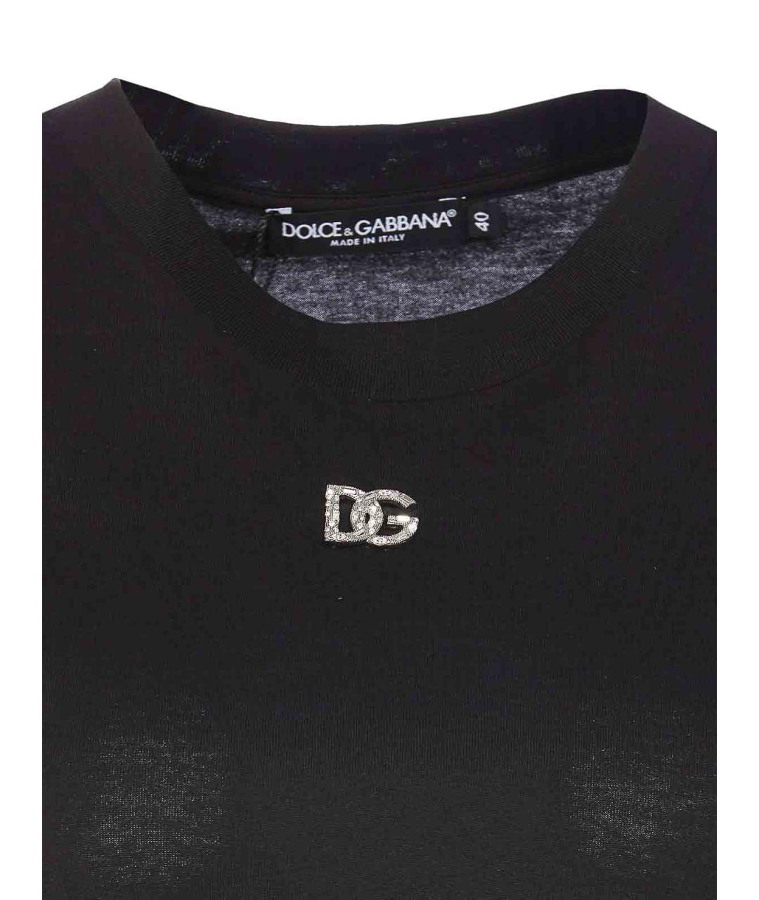 DOLCE&GABBANA Черная хлопковая футболка, фото 4