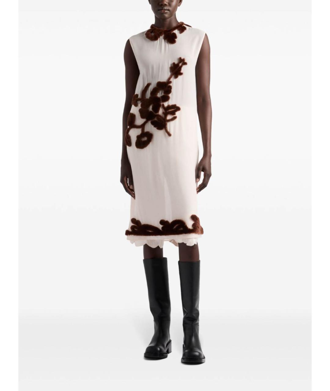 PRADA Бежевое шелковое коктейльное платье, фото 2