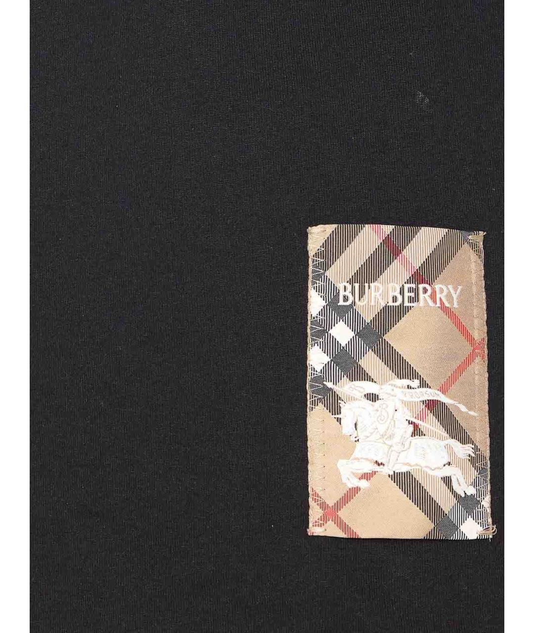 BURBERRY Черная хлопковая футболка, фото 3