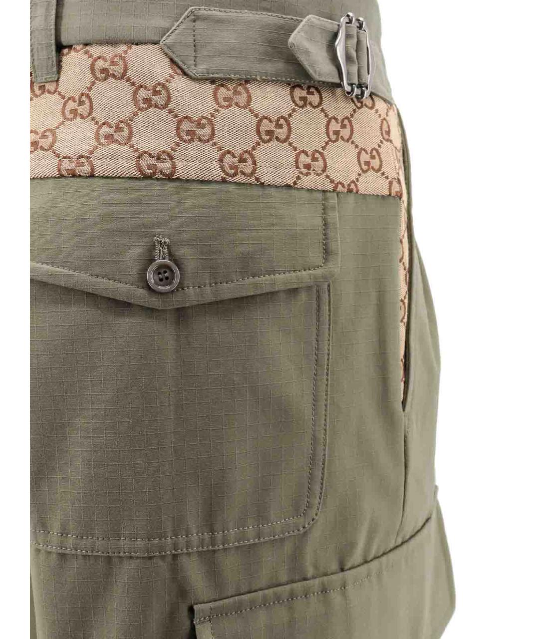 GUCCI Зеленые хлопковые повседневные брюки, фото 3
