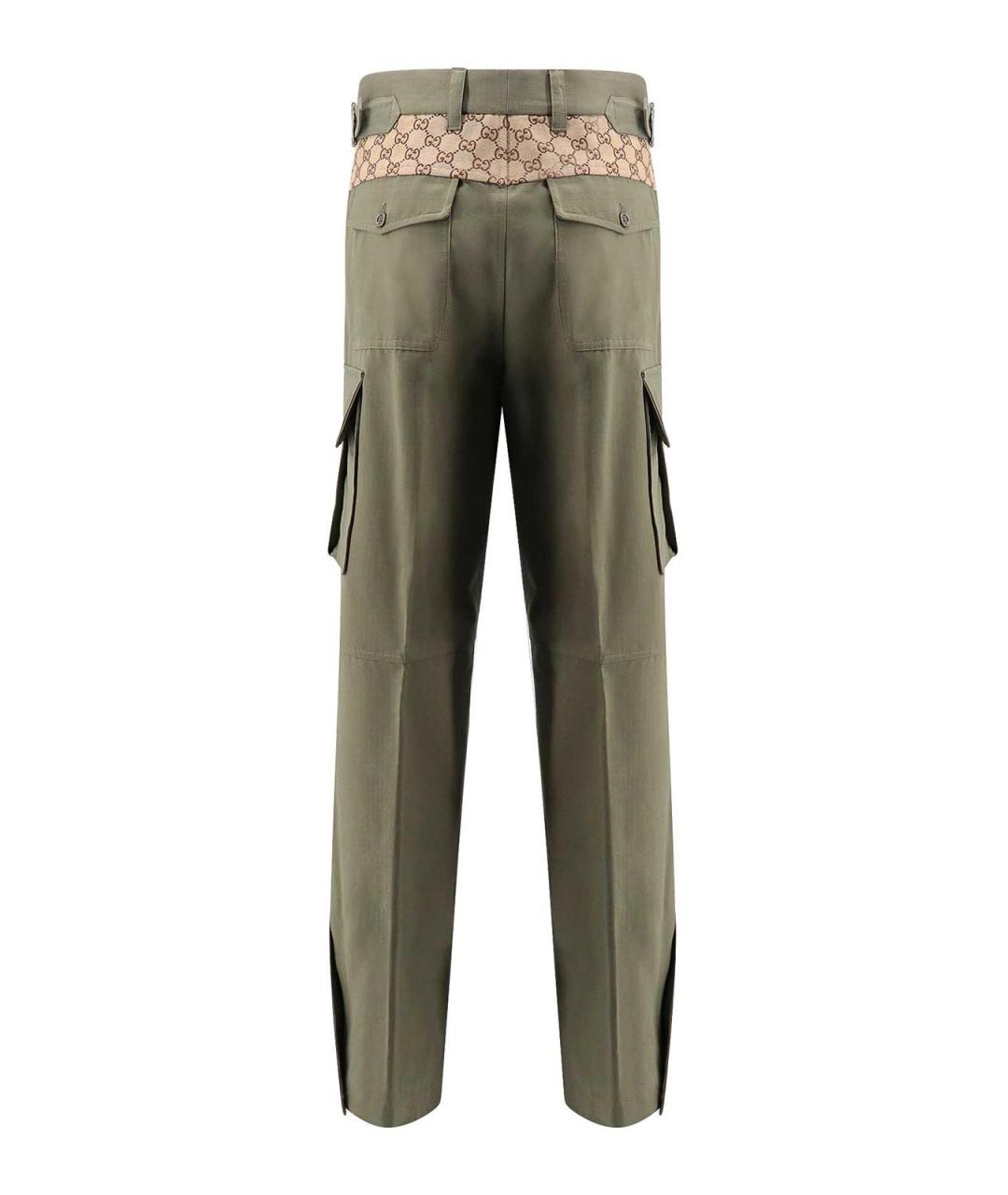 GUCCI Зеленые хлопковые повседневные брюки, фото 2