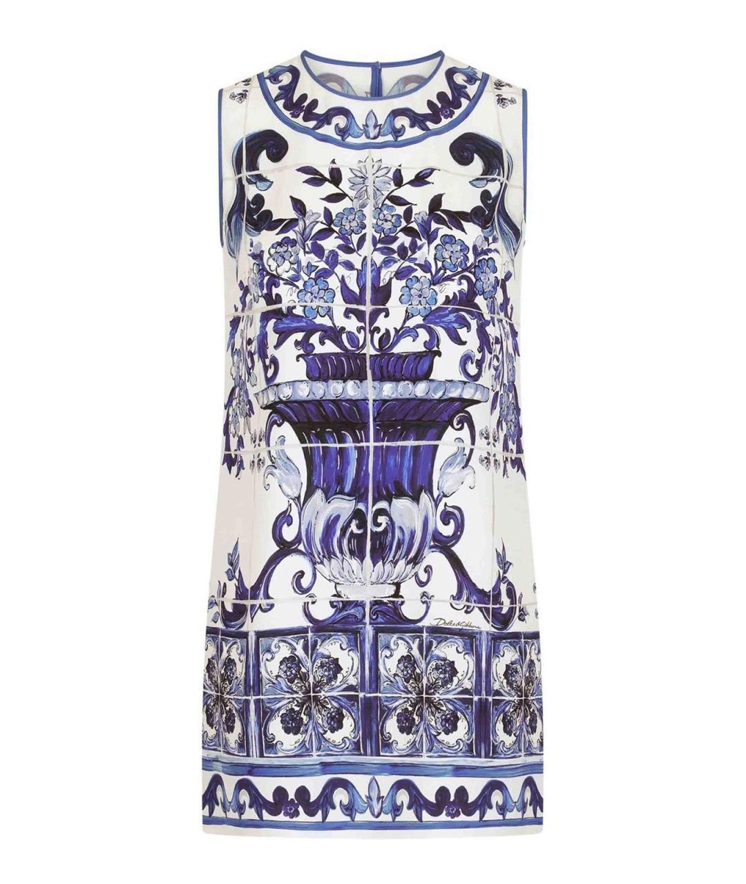 DOLCE&GABBANA Синяя шелковая майка, фото 1