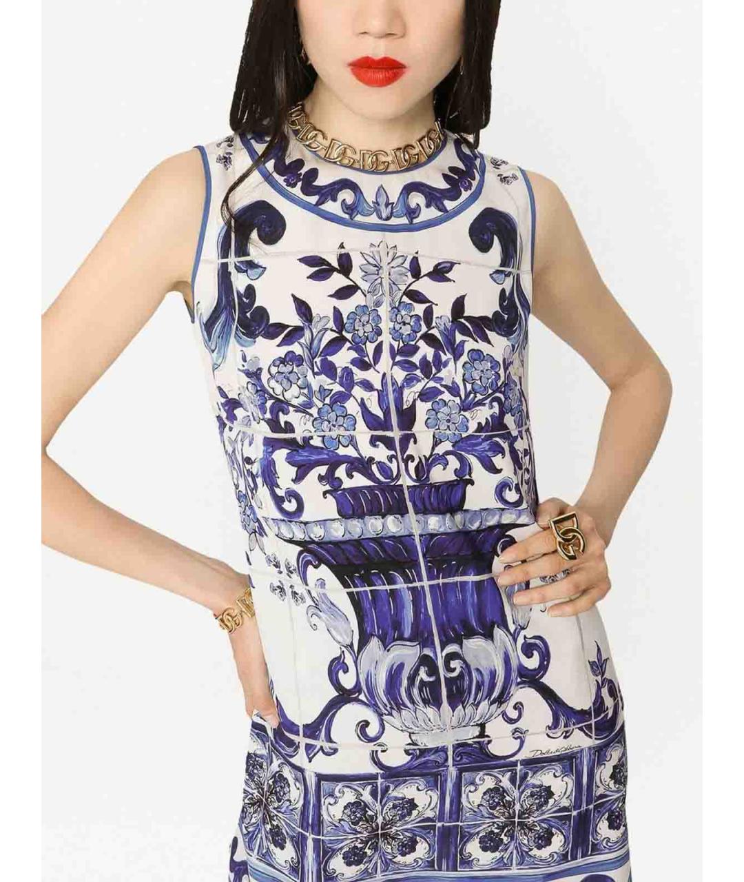 DOLCE&GABBANA Синяя шелковая майка, фото 5