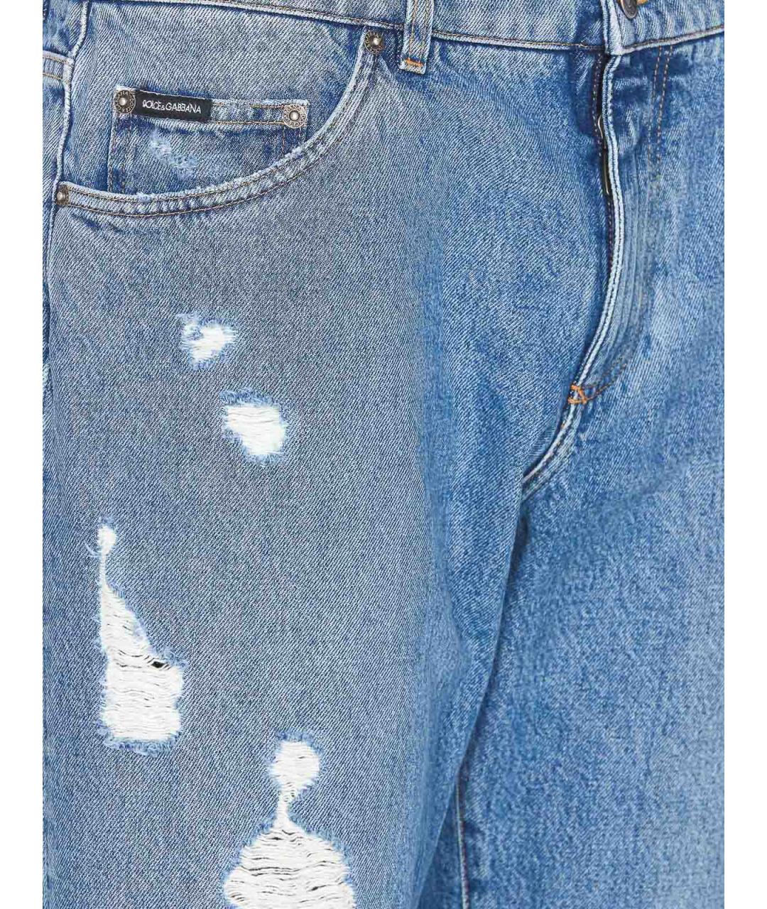 DOLCE&GABBANA Синие хлопковые джинсы, фото 4