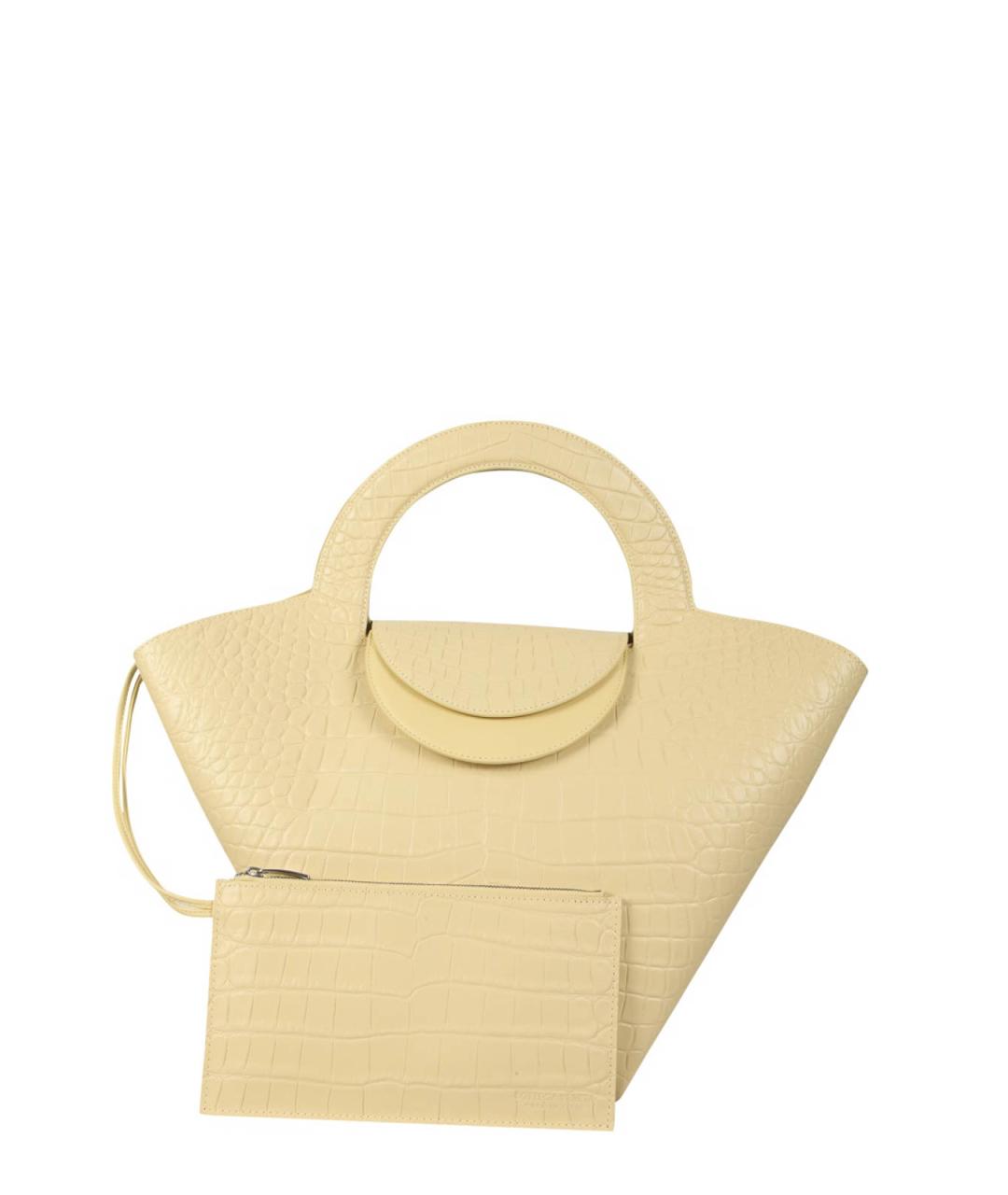 BOTTEGA VENETA Желтая кожаная сумка тоут, фото 6