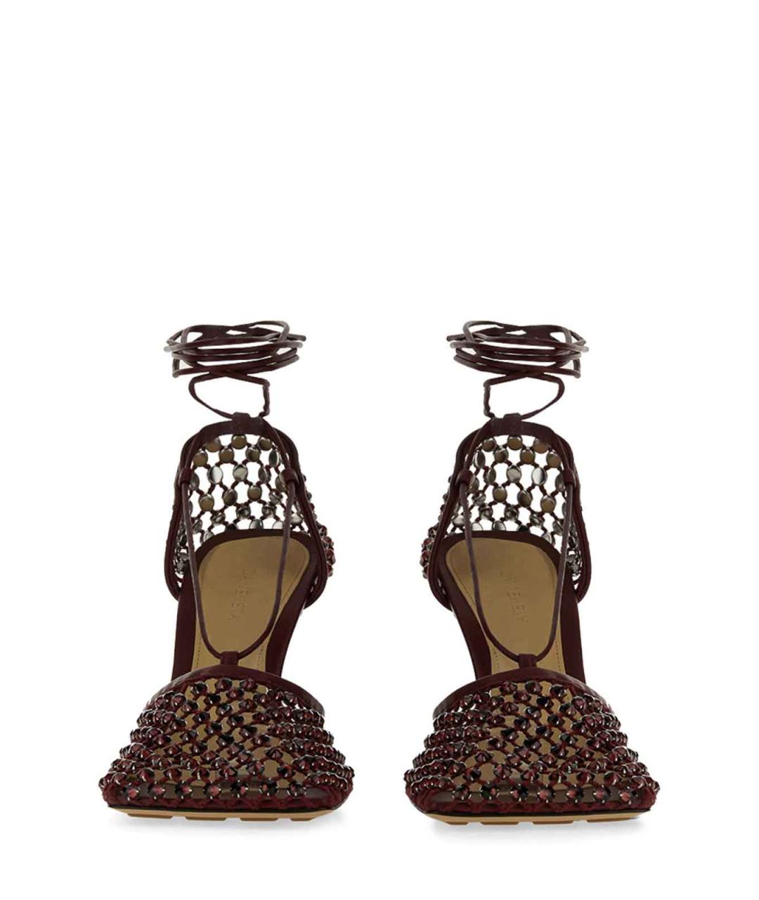 BOTTEGA VENETA Бордовые кожаные сандалии, фото 2