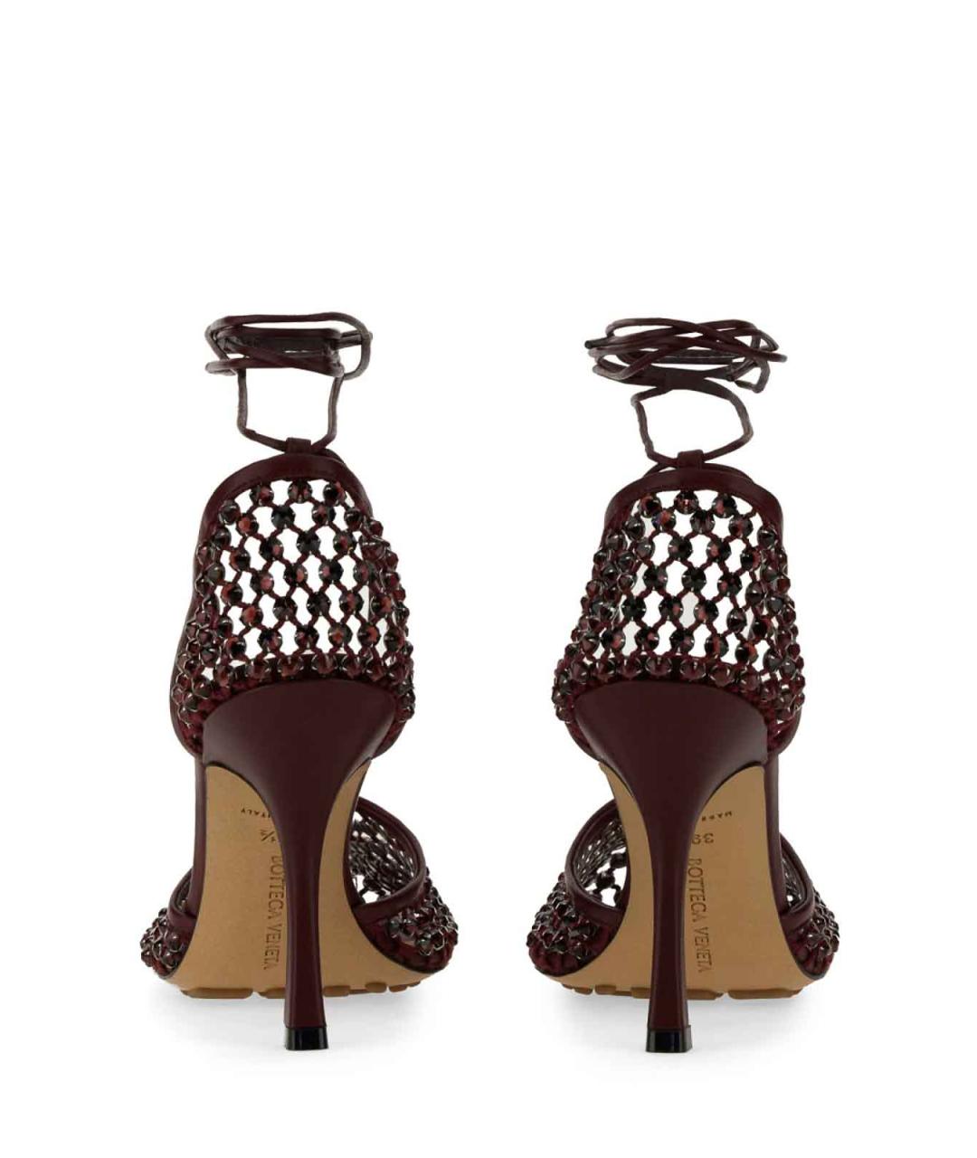 BOTTEGA VENETA Бордовые кожаные сандалии, фото 3