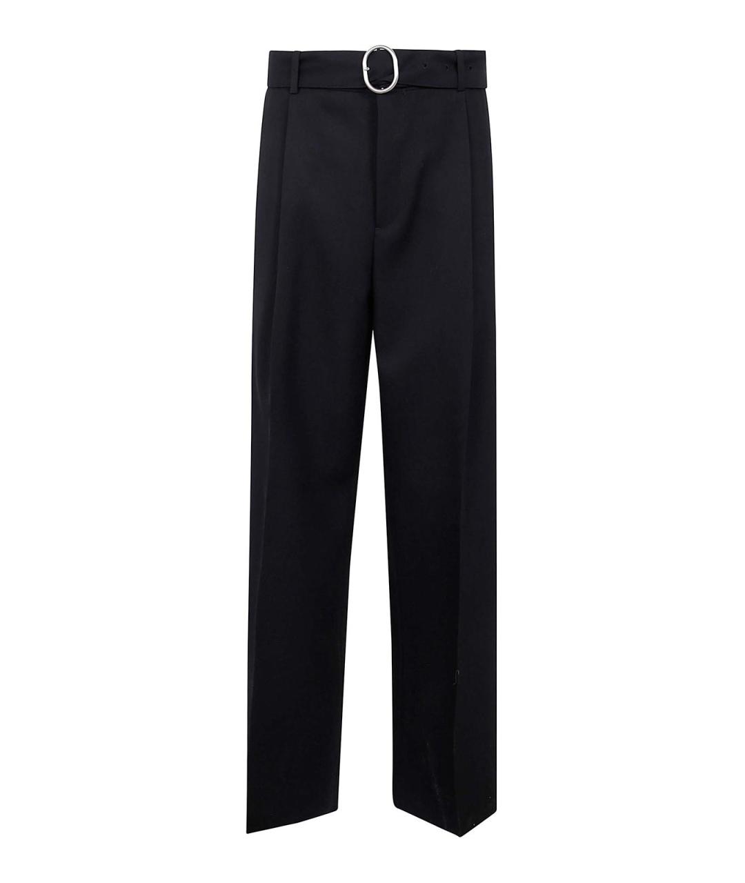 JIL SANDER Черные шерстяные повседневные брюки, фото 1