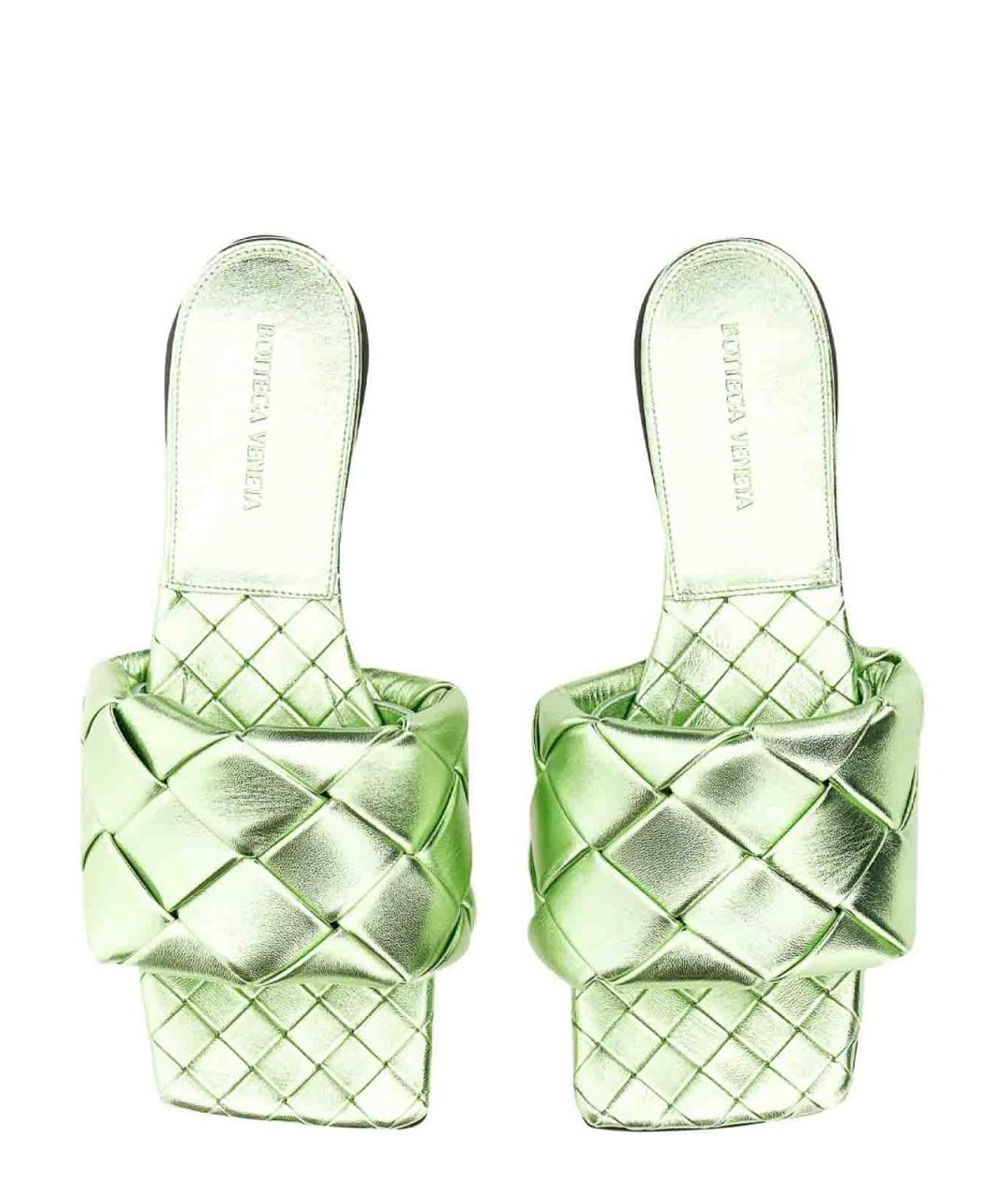 BOTTEGA VENETA Зеленые кожаные балетки, фото 2