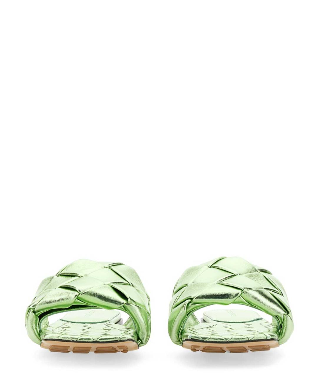 BOTTEGA VENETA Зеленые кожаные балетки, фото 4