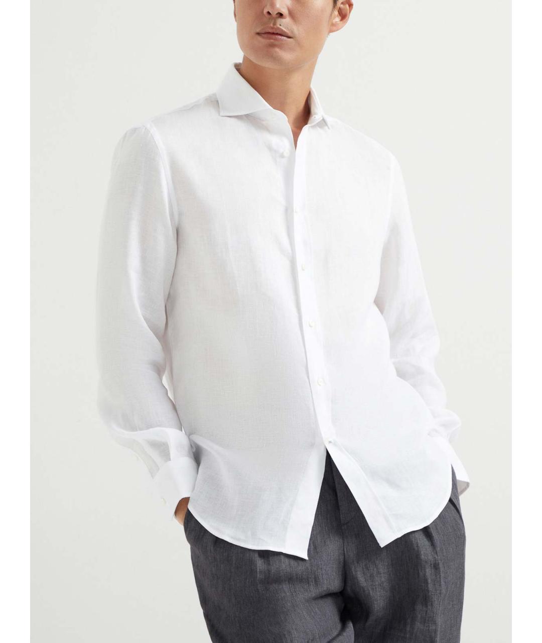 BRUNELLO CUCINELLI Белая хлопковая классическая рубашка, фото 3