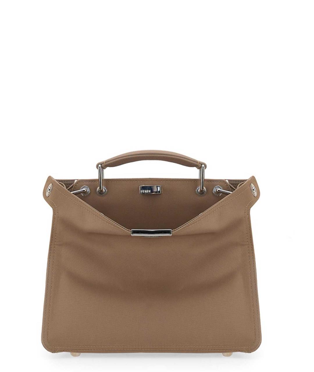 FENDI Бежевая кожаная сумка тоут, фото 3