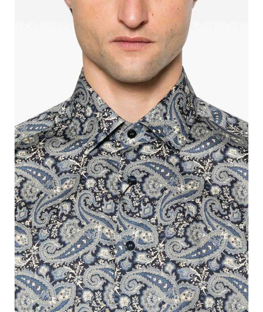 ETRO Темно-синяя хлопковая классическая рубашка, фото 3