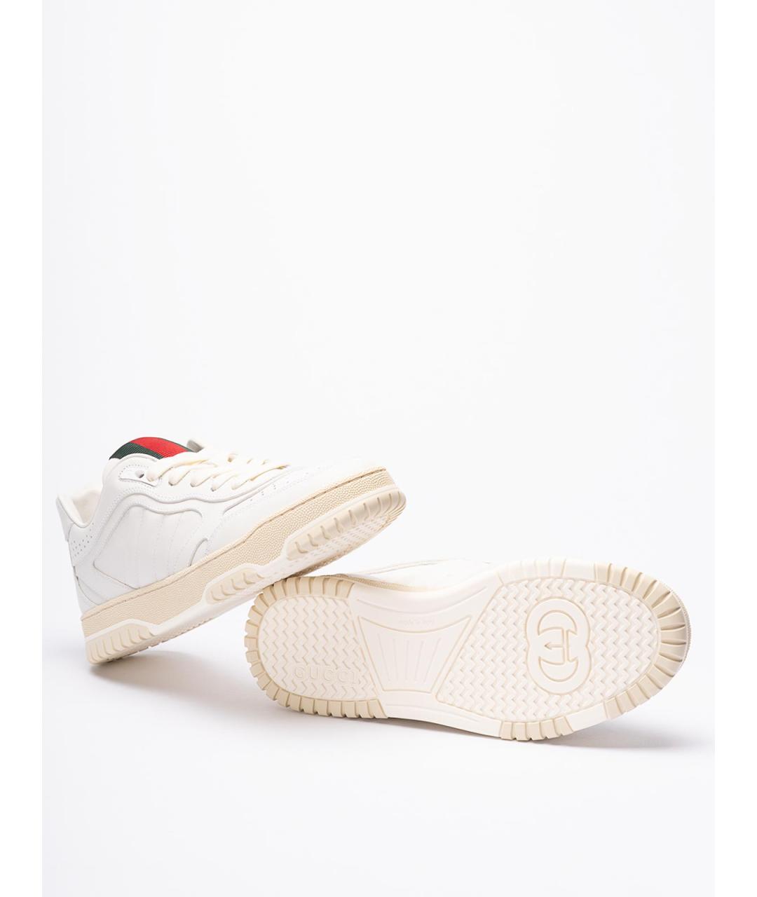 GUCCI Белые кожаные кроссовки, фото 4