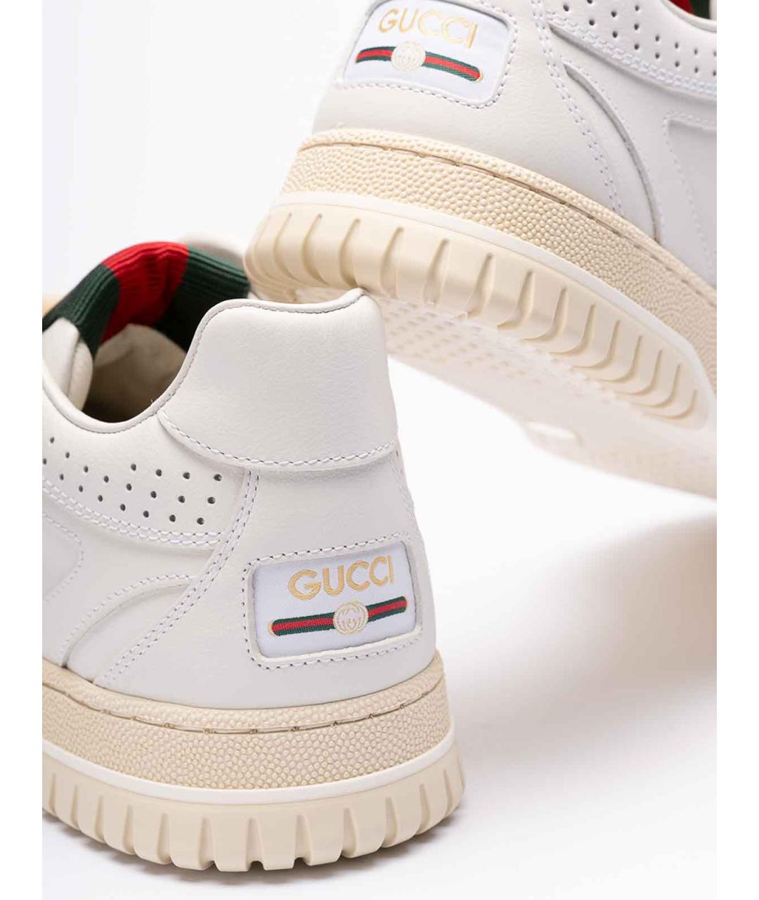GUCCI Белые кожаные кроссовки, фото 5