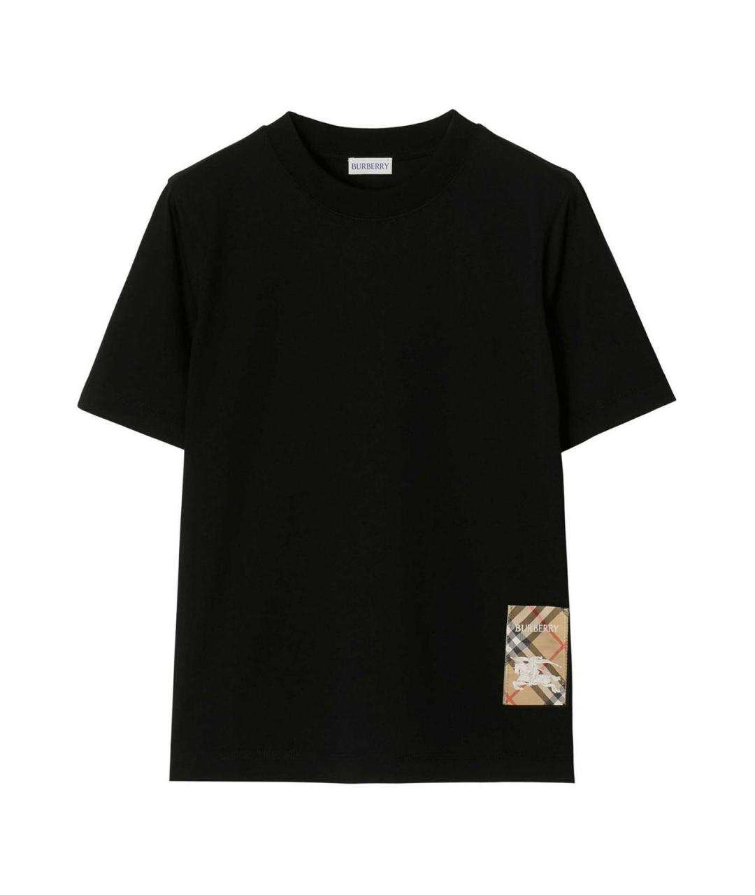 BURBERRY Черная хлопковая футболка, фото 1