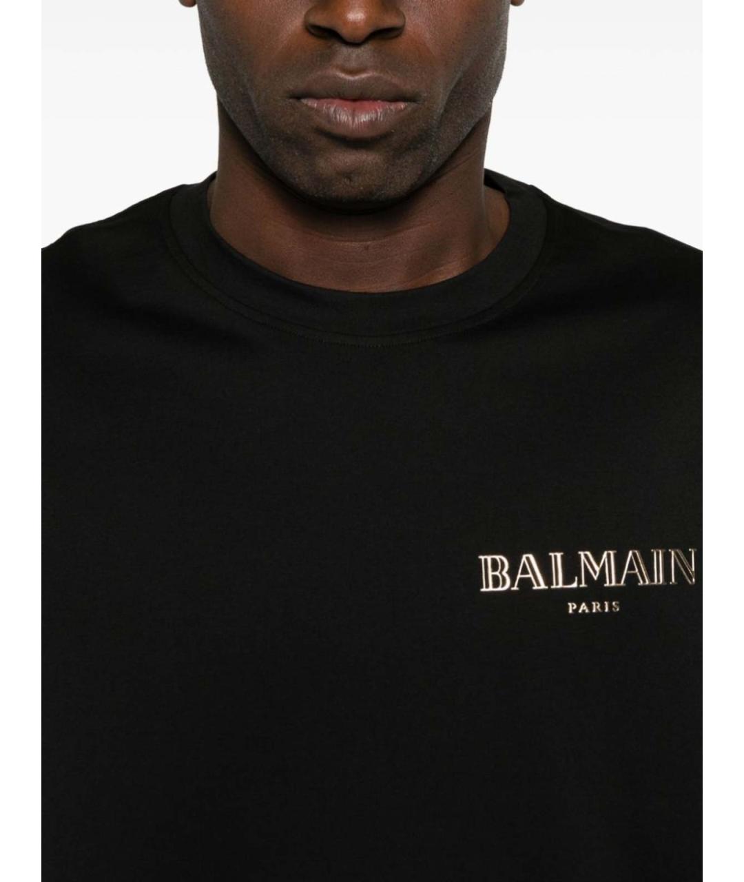 BALMAIN Черная хлопковая футболка, фото 2