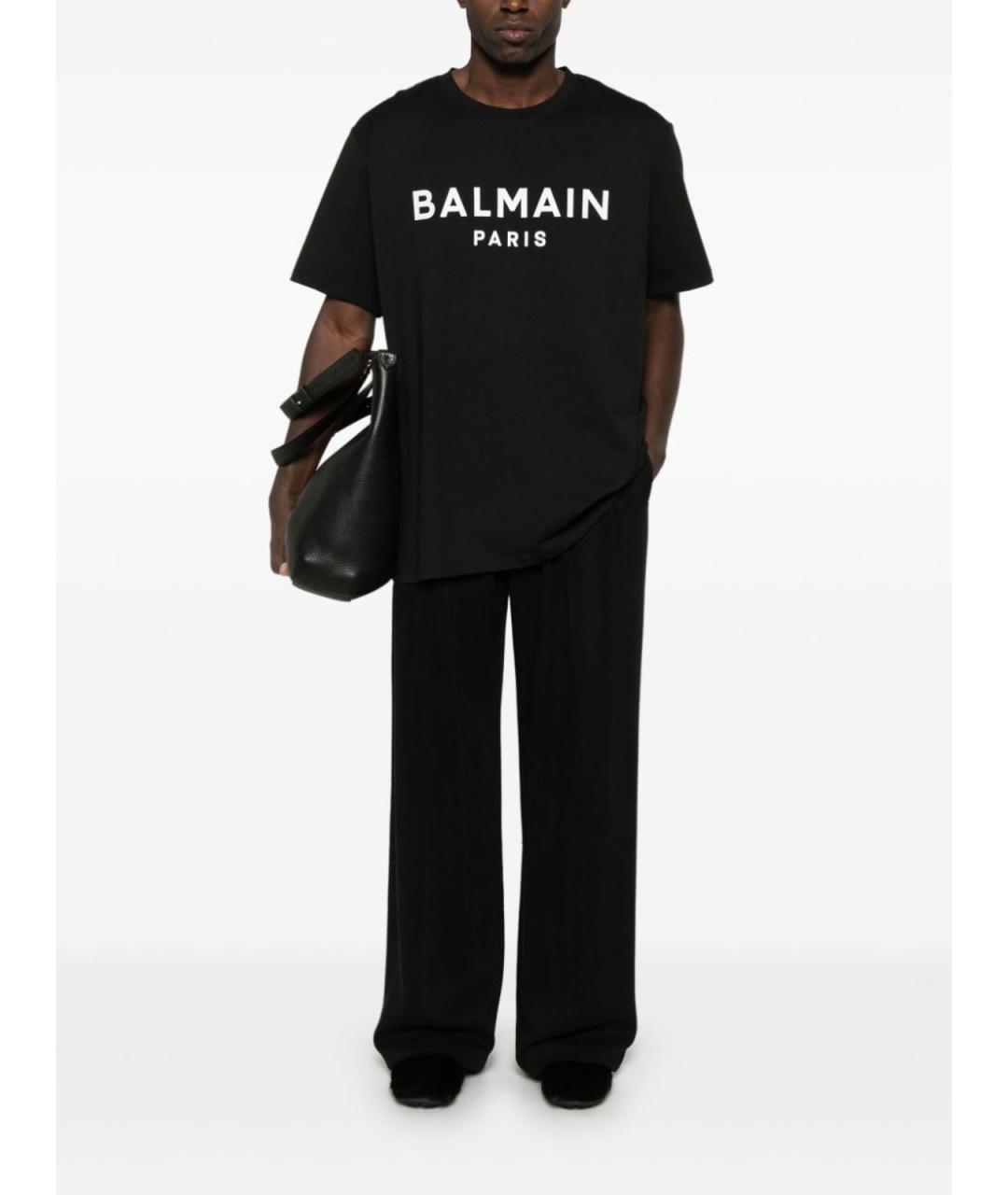 BALMAIN Черная хлопковая футболка, фото 2
