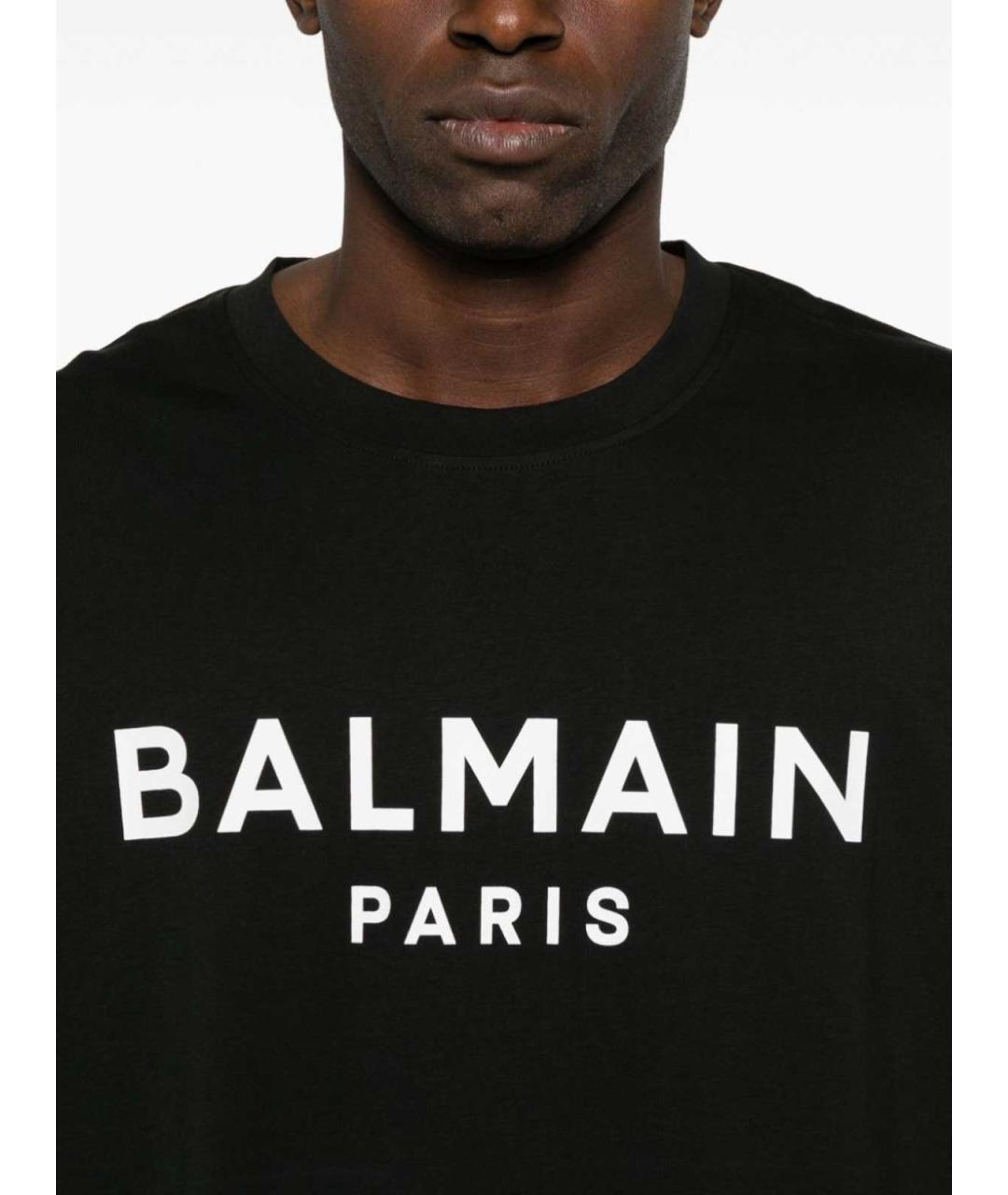 BALMAIN Черная хлопковая футболка, фото 3