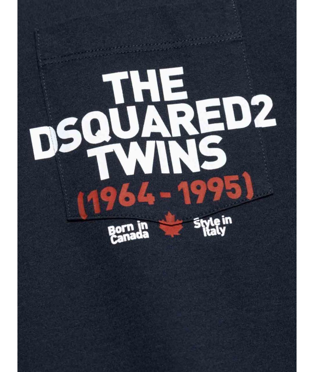 DSQUARED2 Темно-синяя хлопковая футболка, фото 4