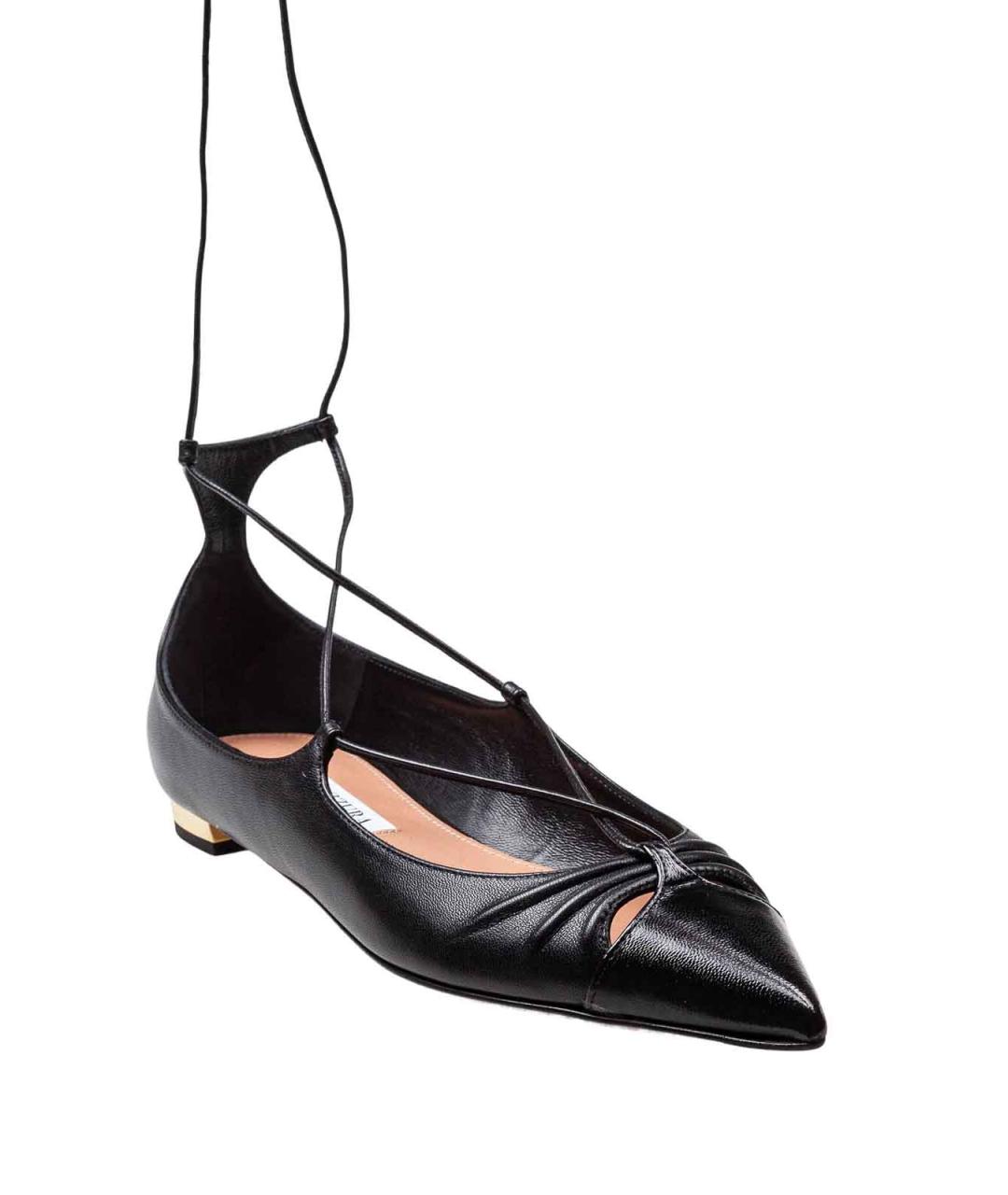 AQUAZZURA Черные кожаные балетки, фото 2