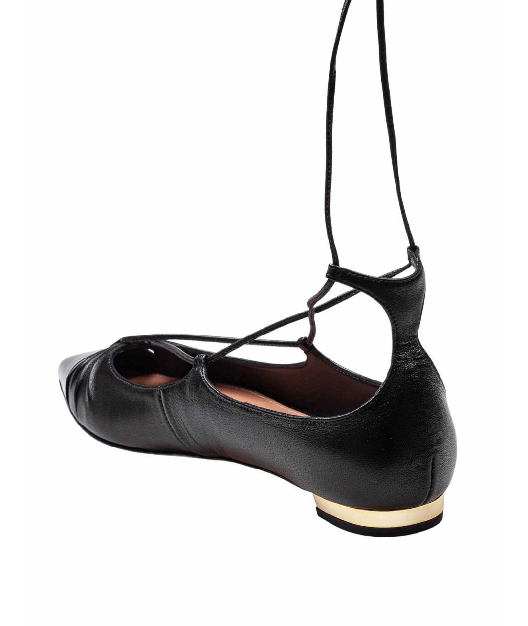 AQUAZZURA Черные кожаные балетки, фото 4