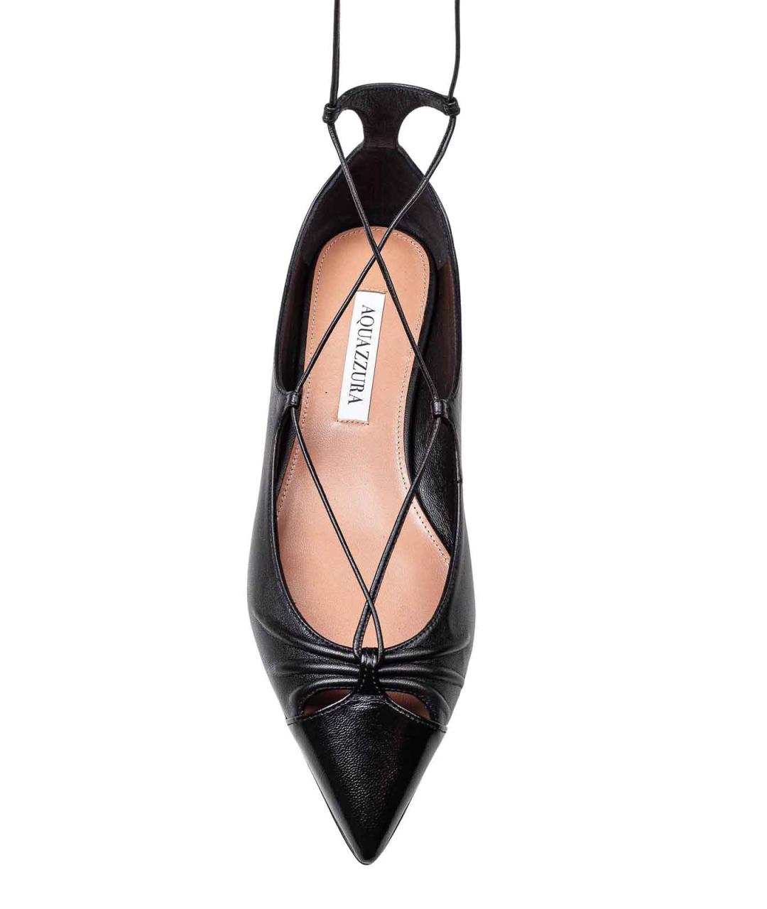AQUAZZURA Черные кожаные балетки, фото 3