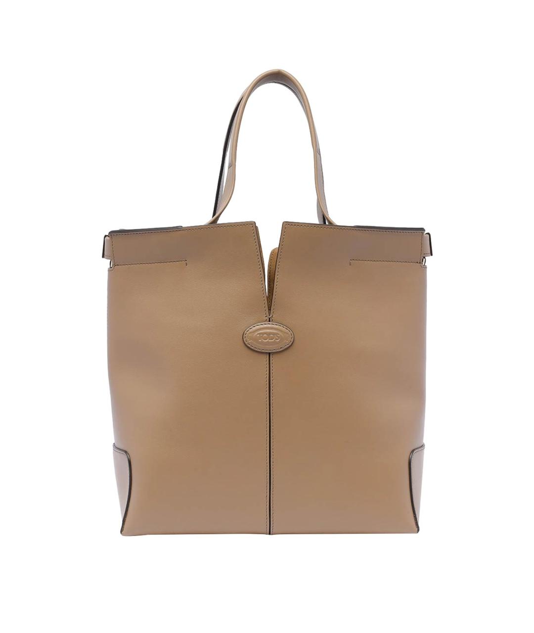 TOD'S Бежевая кожаная сумка тоут, фото 1