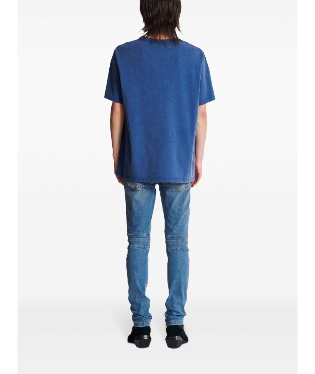 BALMAIN Синяя хлопковая футболка, фото 2