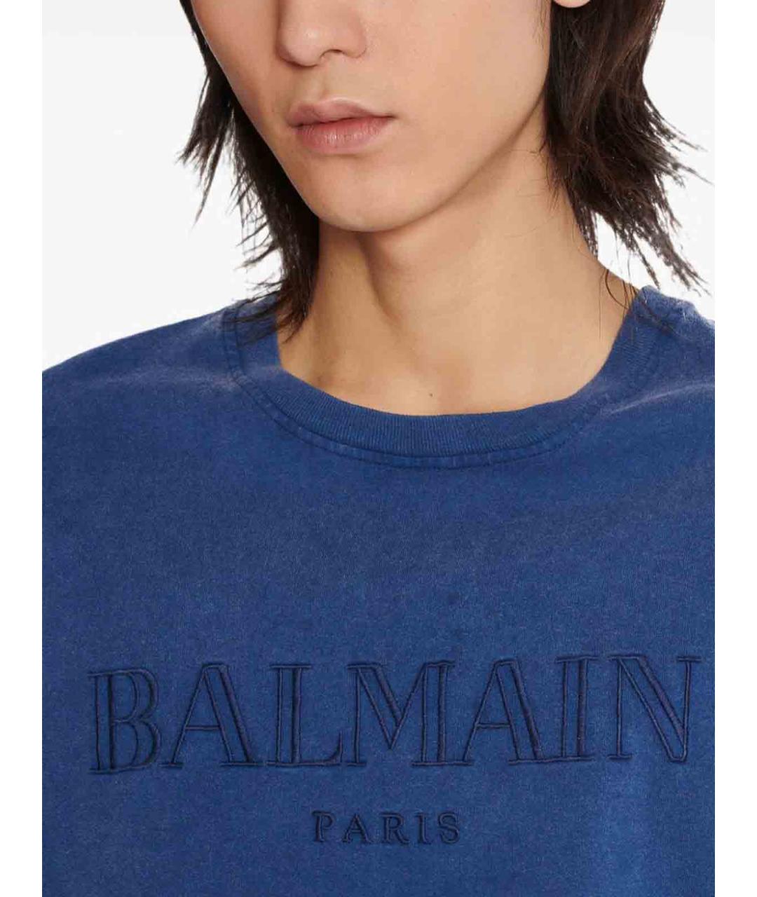 BALMAIN Синяя хлопковая футболка, фото 7
