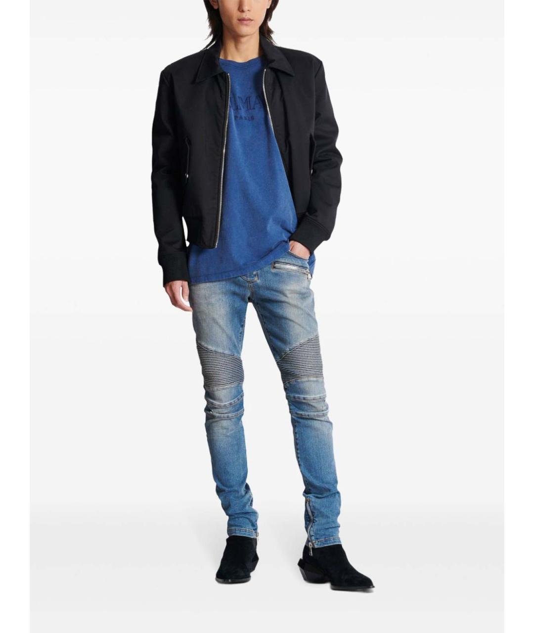 BALMAIN Синяя хлопковая футболка, фото 3