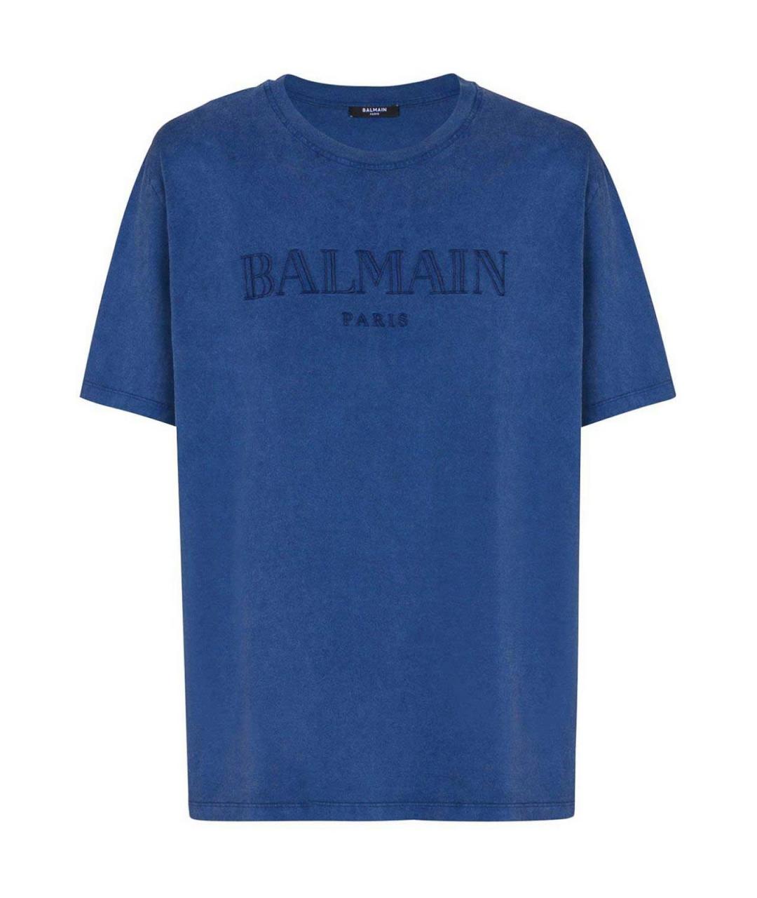 BALMAIN Синяя хлопковая футболка, фото 1