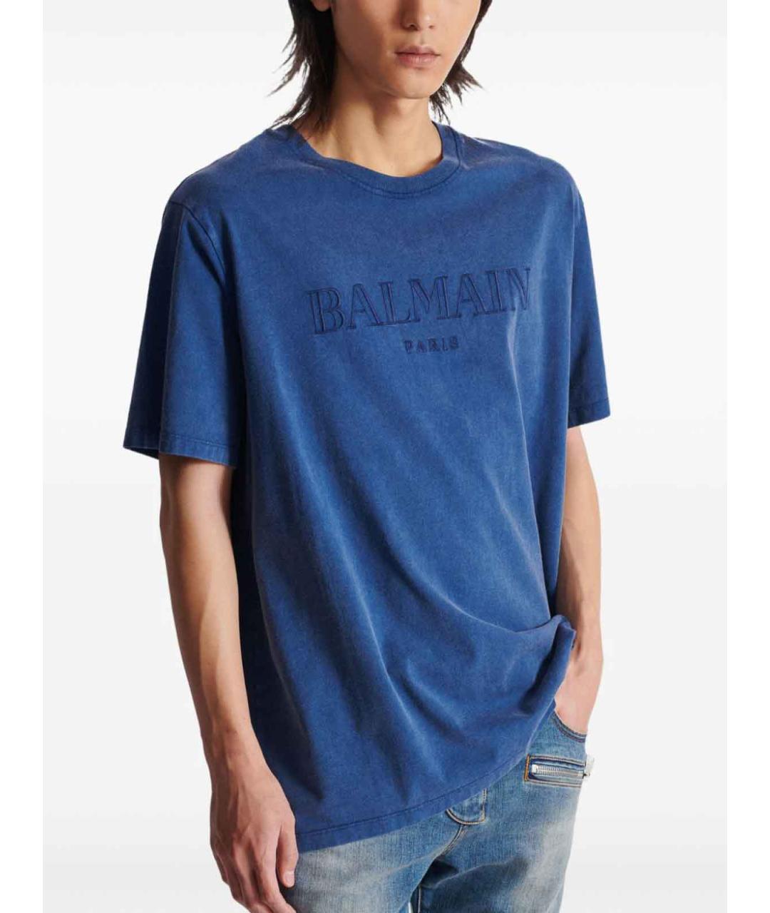 BALMAIN Синяя хлопковая футболка, фото 5