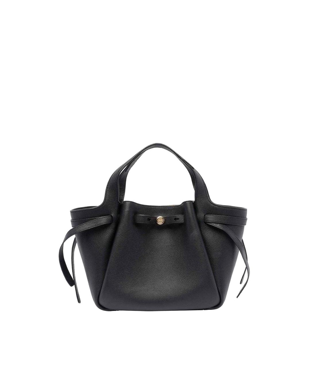 TORY BURCH Черная кожаная сумка с короткими ручками, фото 1