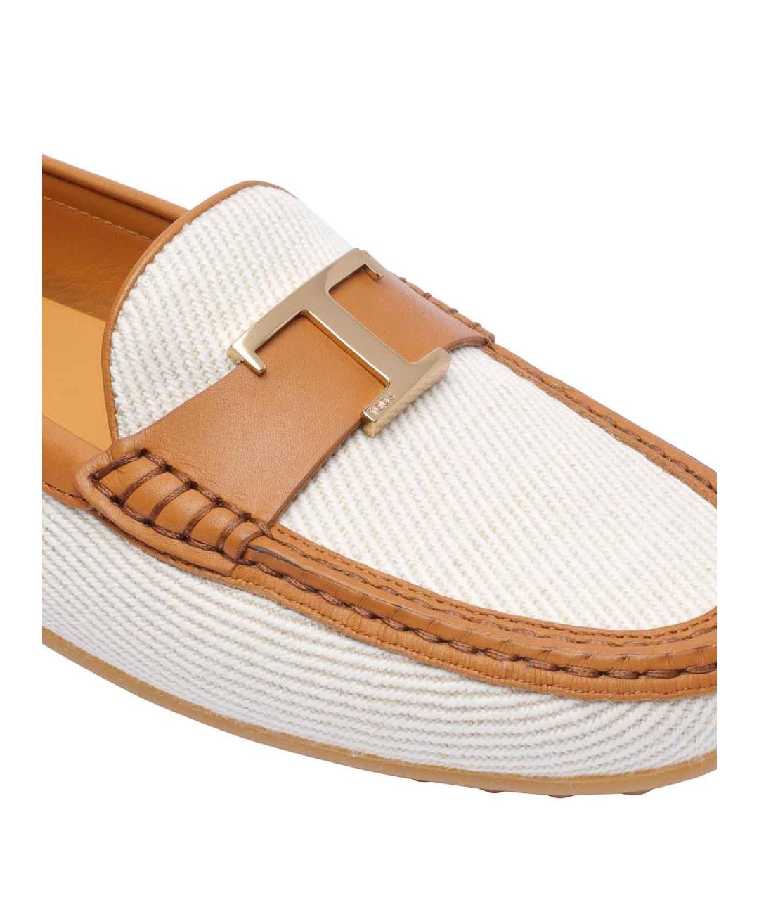 TOD'S Бежевые кожаные лоферы, фото 4