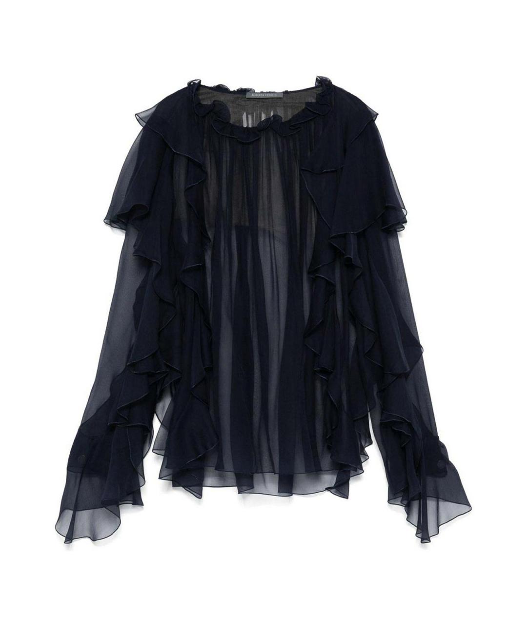 ALBERTA FERRETTI Синяя шелковая блузы, фото 1