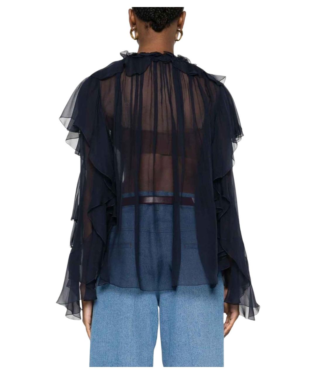 ALBERTA FERRETTI Синяя шелковая блузы, фото 3