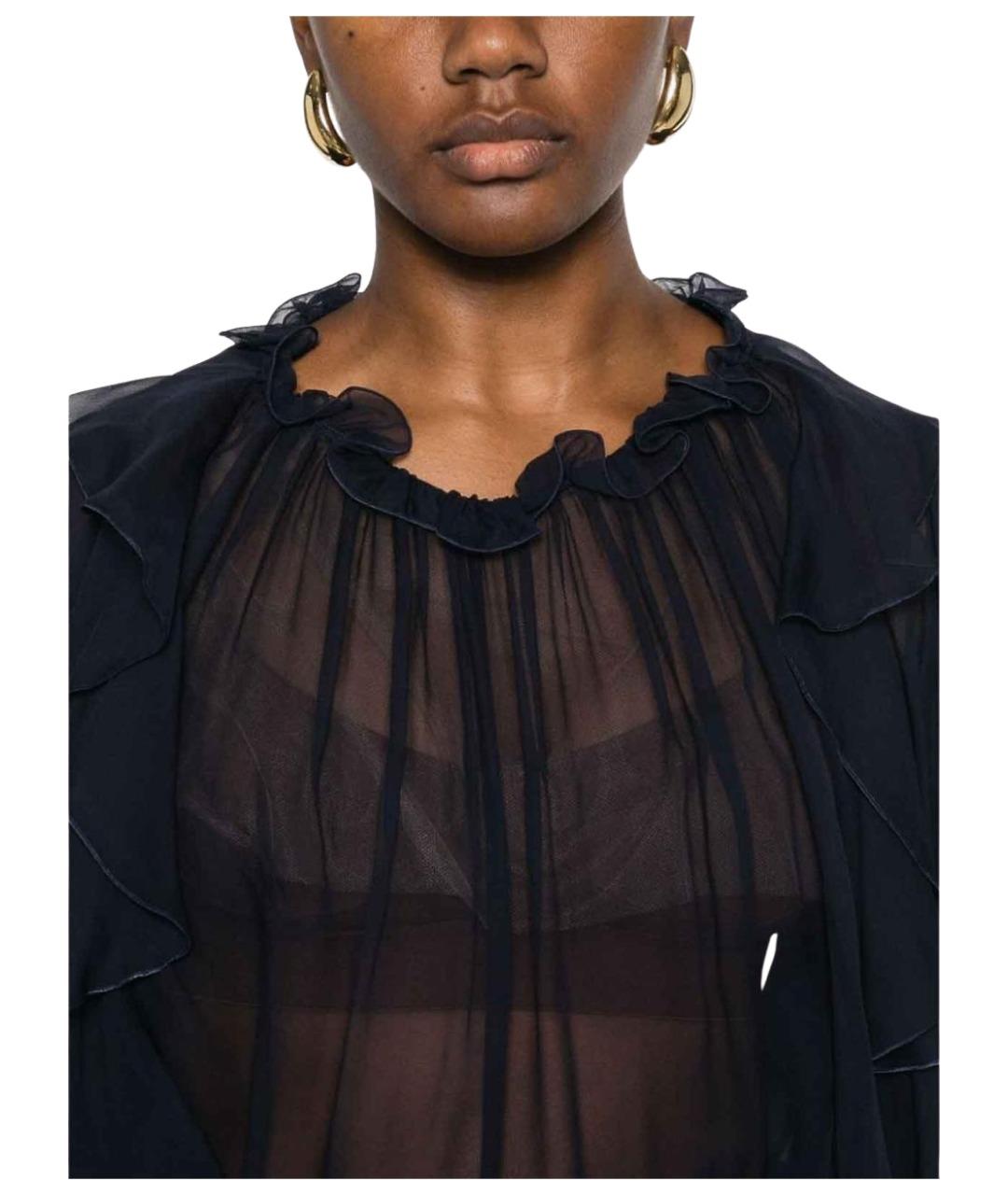 ALBERTA FERRETTI Синяя шелковая блузы, фото 4