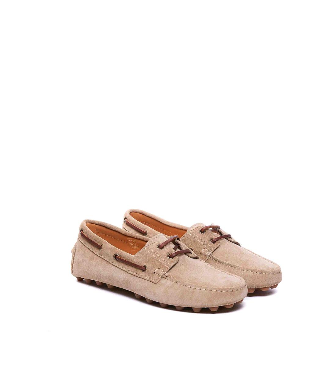 TOD'S Бежевые замшевые лоферы, фото 4