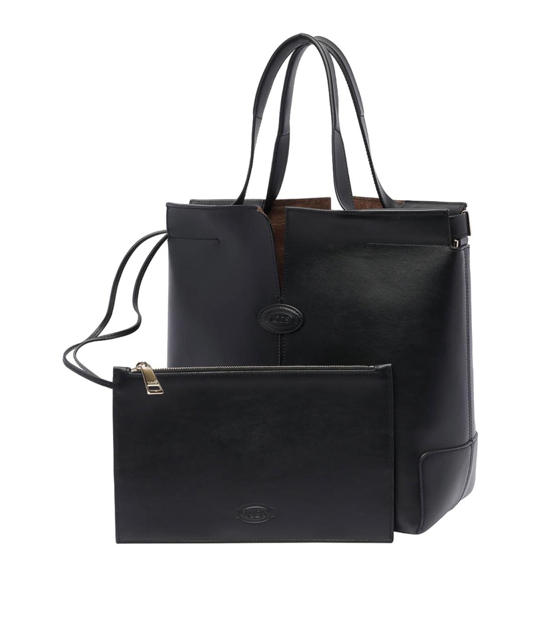 TOD'S Черная кожаная сумка тоут, фото 4