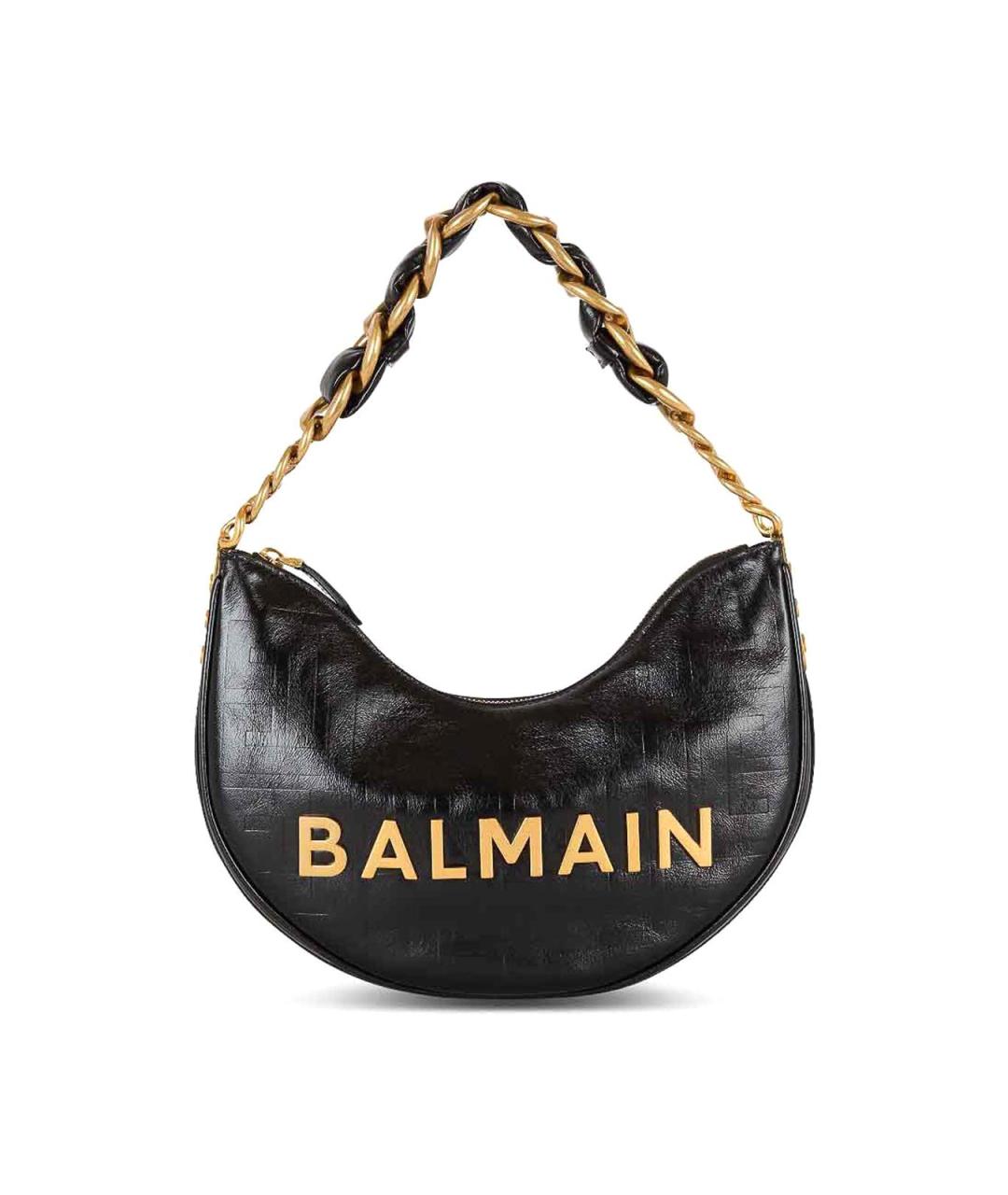 BALMAIN Черная кожаная сумка через плечо, фото 1