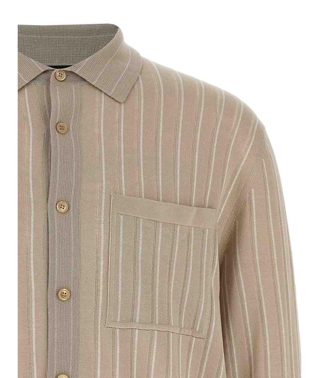 BRIONI Бежевая шелковая кэжуал рубашка, фото 3