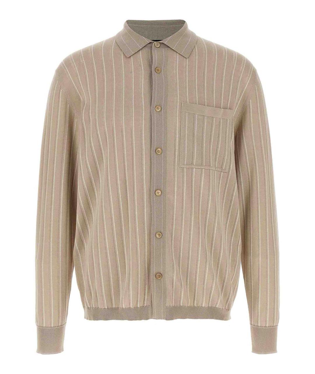 BRIONI Бежевая шелковая кэжуал рубашка, фото 1